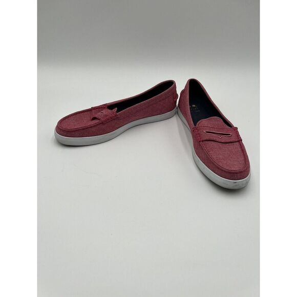 COLE HAAN Nantucket Penny Loafers Red Chambray/Optic White Shoes Women's 10 B - Picture 5 of 8